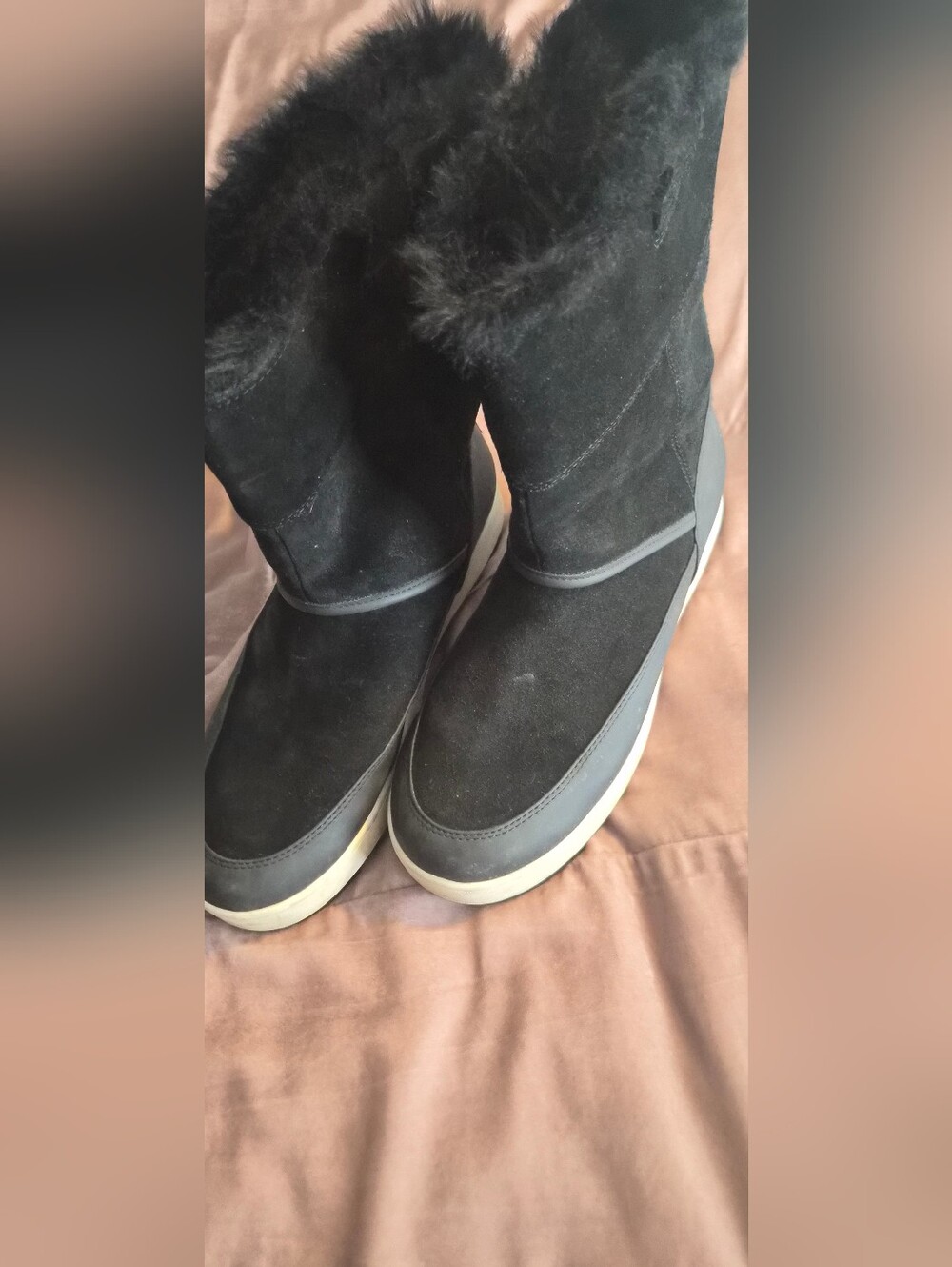 BearPaw Black Suede Women's Winter Boots